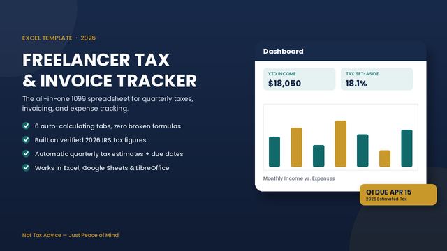 Freelancer Tax & Invoice Tracker 2026 spreadsheet cover