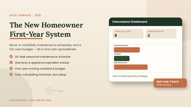 New Homeowner First-Year System spreadsheet cover